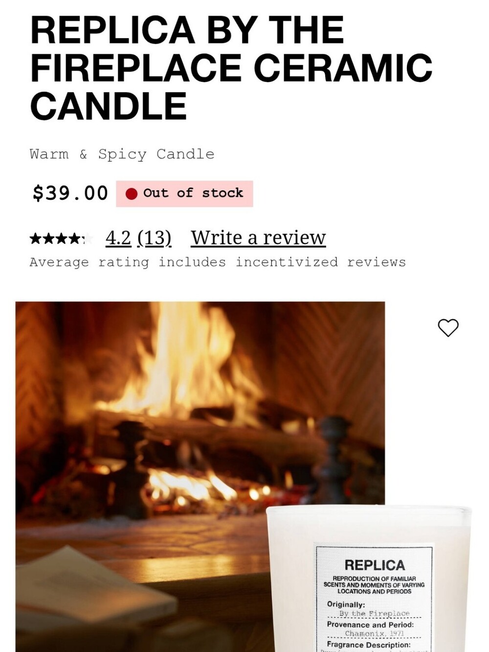 Maison Margiela Replica Scented Candle - By the Fireplace